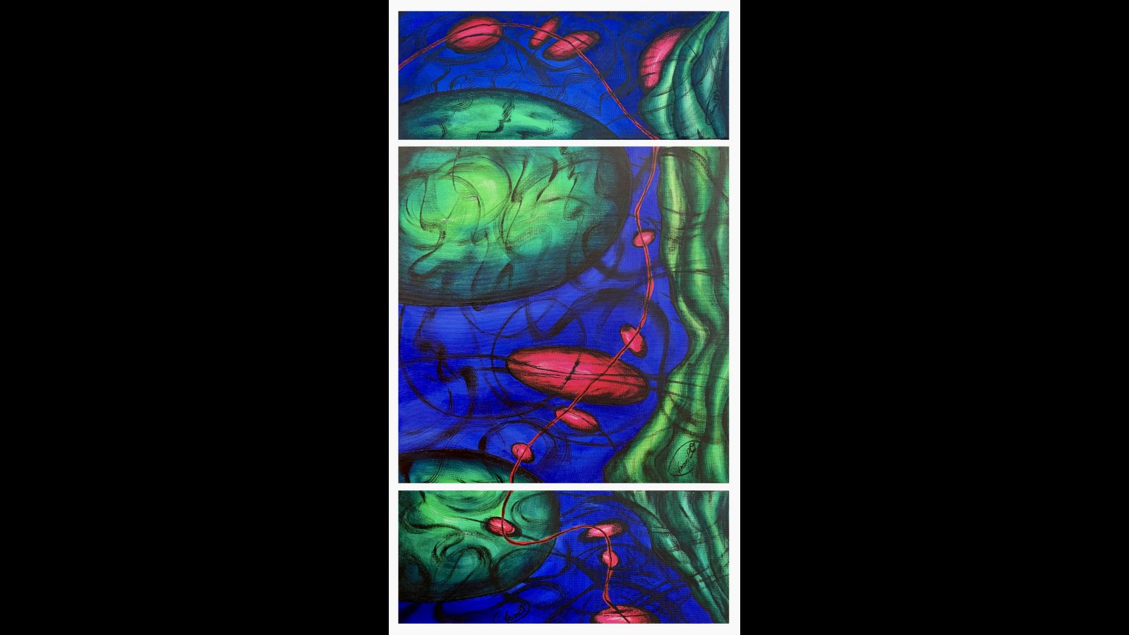 Red Link - triptyque > Peintures Tentures VeronilO > Peinture sur Chssis de VeronilO